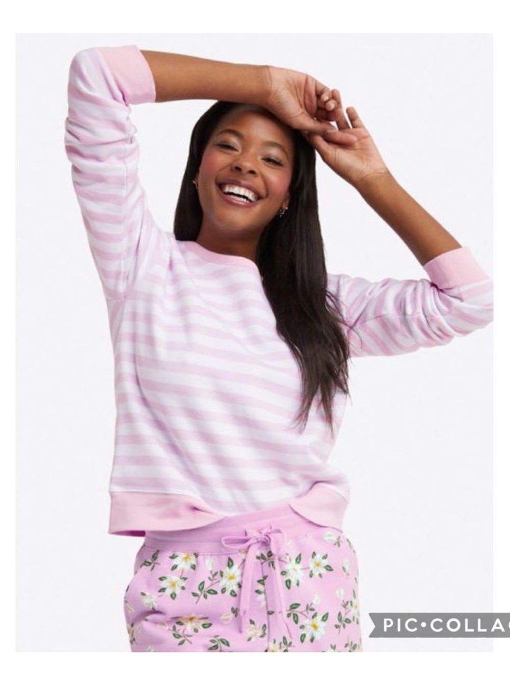 Draper James Pink and White Striped Kelsea Sweatshirt Top